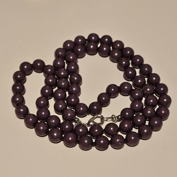 Joan River Heavy Purple Bead Necklace 30" Total Length in Bag - Picture 3 of 3